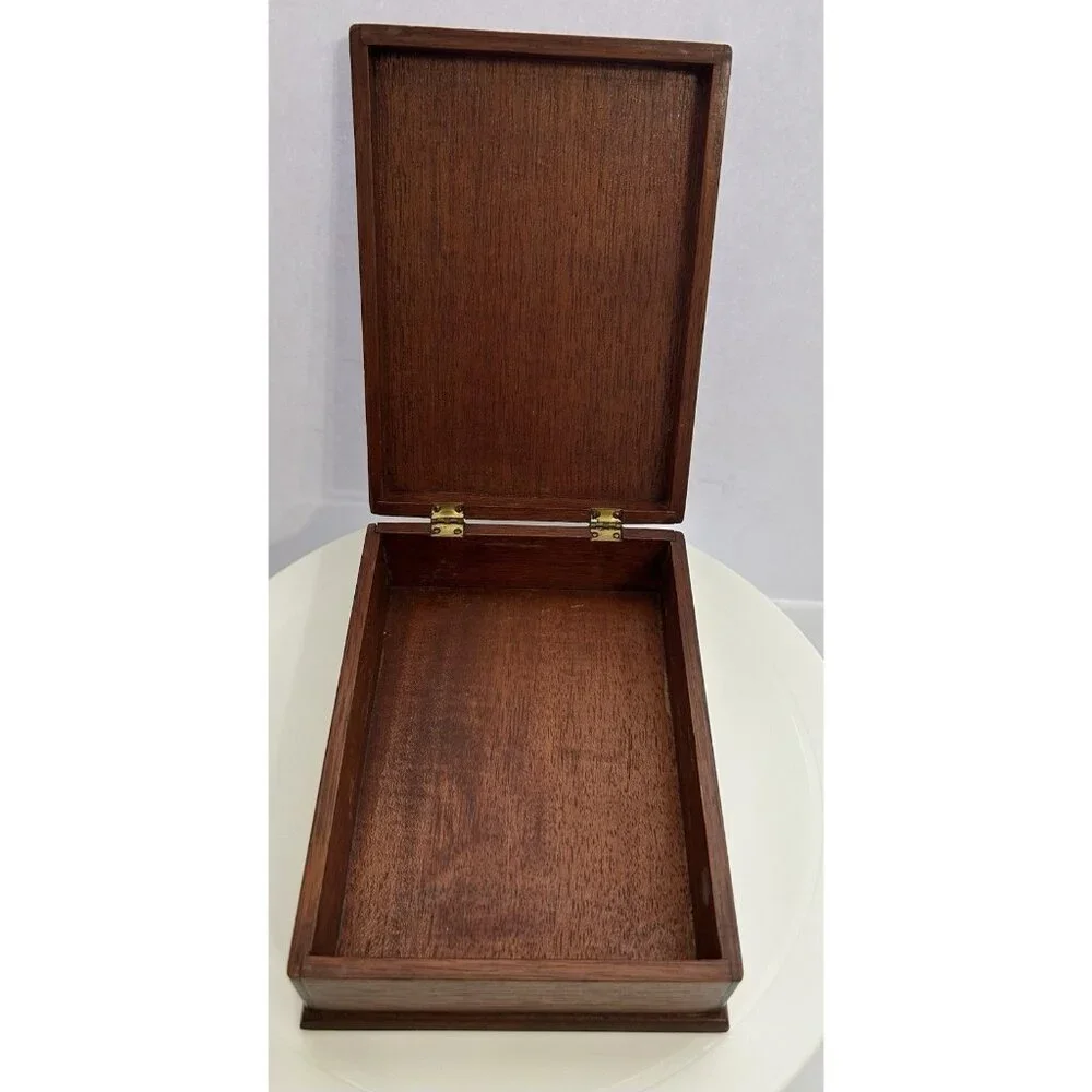 Vintage Wooden Jewelry Keepsake Trinket Box Floral Grandmacore Cottagecore 7"x5" - Picture 2 of 10